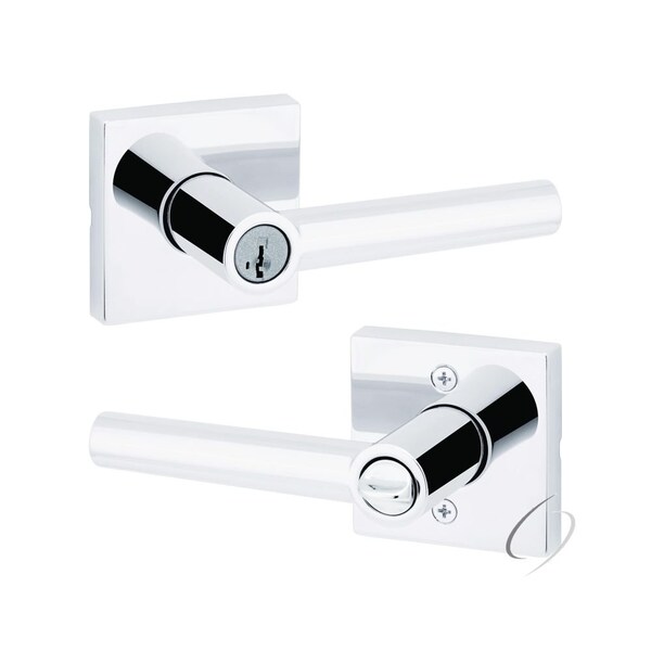 Kwikset Milan Lever with Square Rose Entry Door Lock SmartKey with 6AL Latch, RCS Strike Bright Chrome Finish 740MILSQT-26S - main